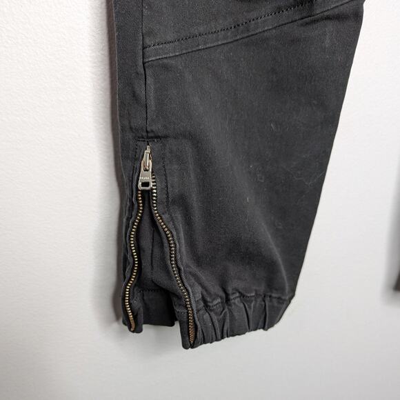 Frame Washed Black Banded Bottom Trapunto Moto Pant Anke Zip Relaxed Fit Size 30 - Picture 5 of 10